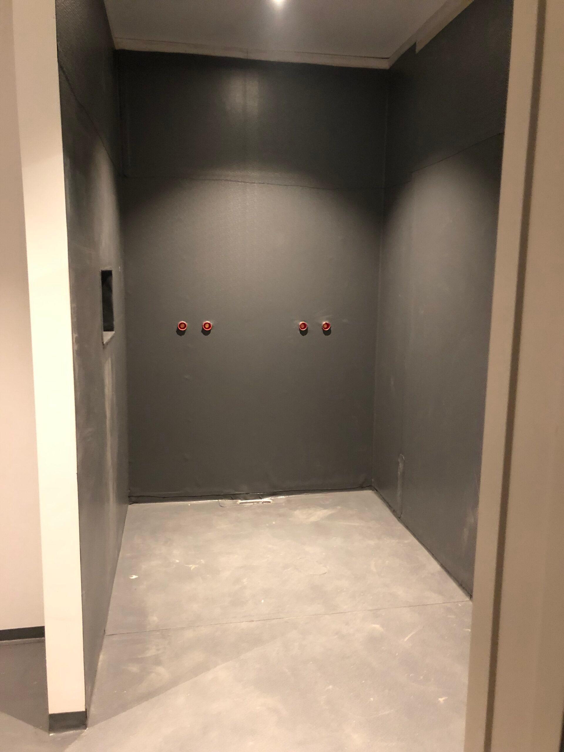 Membrane laid in a bathroom